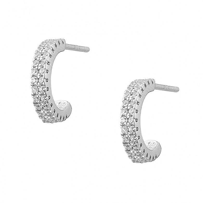 Sterling silver 925° hoop earrings rhodium plated white cz