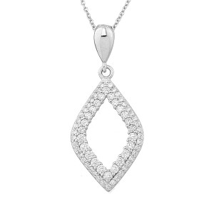 Sterling silver 925° diamond shape pendant white cz rhodium plated. Chain not included.Chain not included.