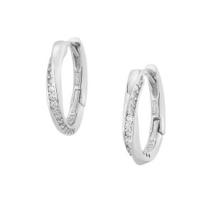 Sterling silver 925°  hoops half white cz rhodium plated