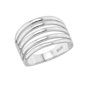 Sterling silver 925° ring 5 lines design rhodium plated