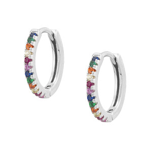 Sterling silver 925°  hoops rhodium plated color cz