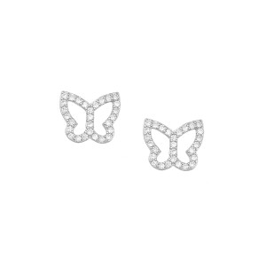 Sterling silver 925° cz clear butterfly earring.