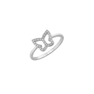 Sterling silver 925° cz clear butterfly ring.