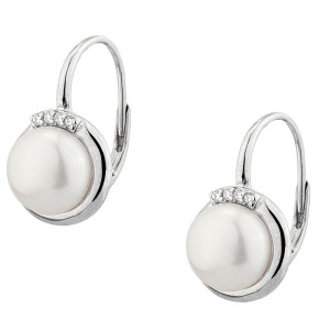 Sterling silver 925° stud earrings pearls rhodium  boarder