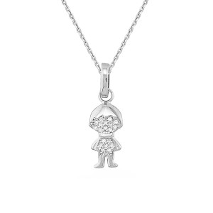 Sterling silver 925°  boy pendant white cz rhodium plated. Chain not included.