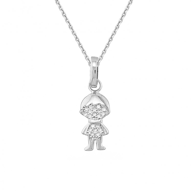 Sterling silver 925°  boy pendant white cz rhodium plated. Chain not included.