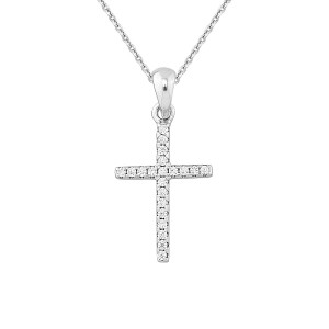 Sterling silver 925°  cross pendant white cz rhodium plated. Chain not included.