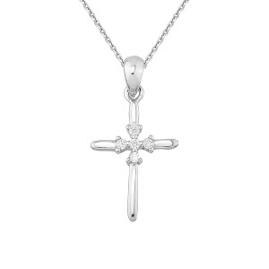 Sterling silver 925°  cross pendant white cz rhodium plated. Chain not included.