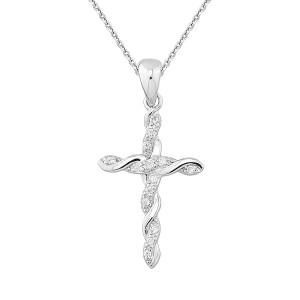 Sterling silver 925°  cross pendant white cz rhodium plated. Chain not included.