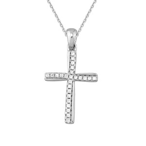 Sterling silver 925° cross pendant white cz rhodium plated. Chain not included.