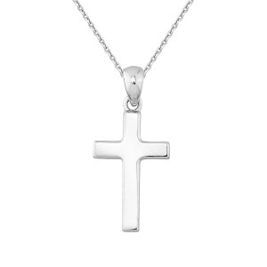 Sterling silver 925° cross pendant. Rhodium plated. Chain not included.