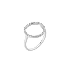 Sterling silver 925° 15mm circle design with c.z. and rhodium.