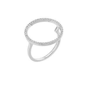Sterling silver 925° 20mm circle design with c.z. Rhodium.