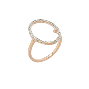Sterling silver 925° 15x18mm oval with cz stones. Rose gold plated.
