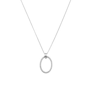 Sterling Silver 925°, 20mm clear, rhodium oval pendant with a 40 cm chain.