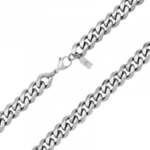 Stainless Steel thick bevelled curb chain. 65cm  ,10mm wide. J4