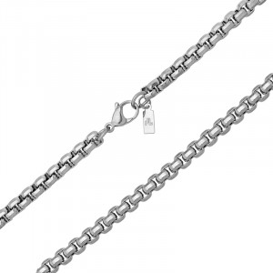Stainless Steel bevelled box necklace. 65cm  ,6mm wide. J4