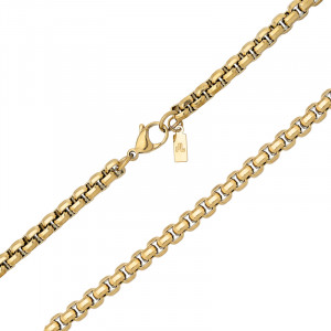 Stainless Steel IP gold bevelled box necklace. 65cm  ,6mm wide. J4