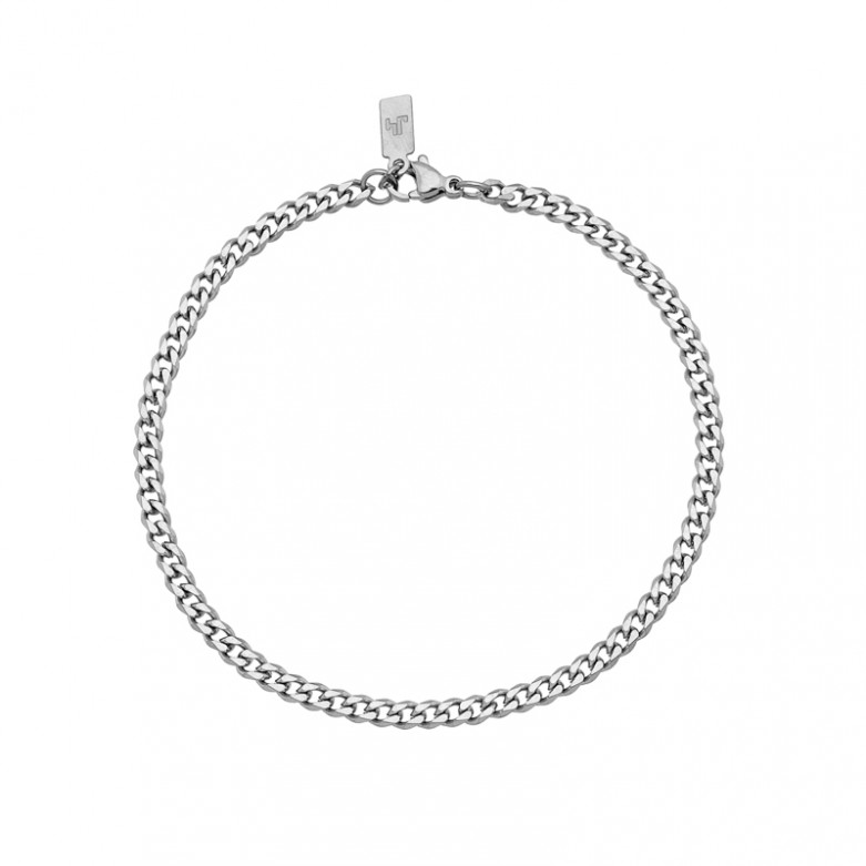 Stainless Steel bevelled curb chain bracelet. 23cm  ,3.5mm wide. J4