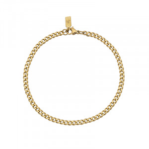 Stainless Steel IP gold bevelled curb chain bracelet. 23cm  ,3.5mm wide. J4