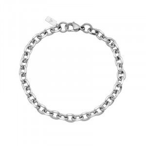 Stainless Steel beveled oval belcher bracelet. 23cm  ,7mm wide. J4