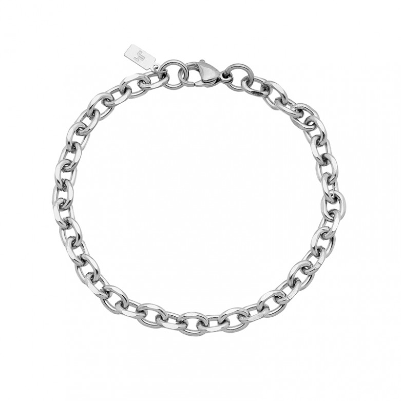 Stainless Steel beveled oval belcher bracelet. 23cm  ,7mm wide. J4