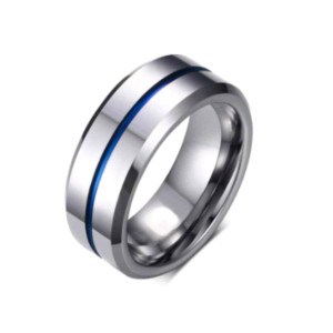 J4 Stainless steel  band with a blue recessed stripe.
