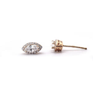 9ct Rose gold tear drop stud earrings with cz