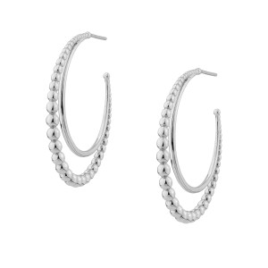 Sterling Silver 925°. Double beaded hoop 40mm dia. 