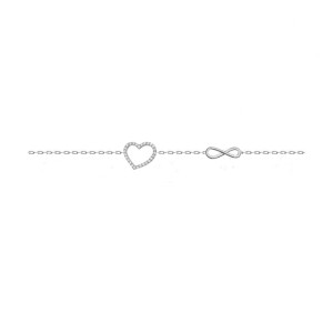 Sterling silver 925° ,c.z. heart with an infinity bracelet.
