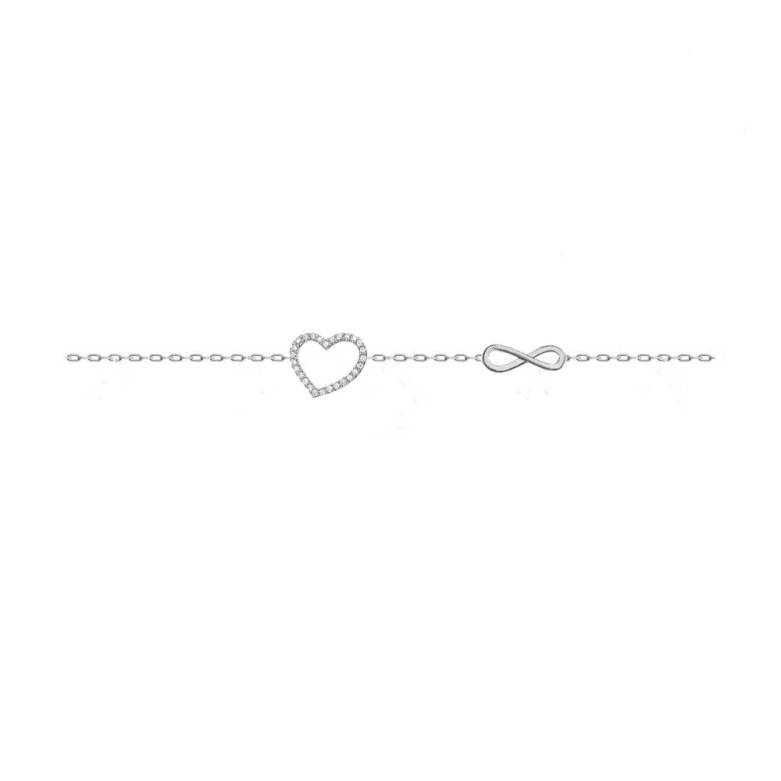 Sterling silver 925° ,c.z. heart with an infinity bracelet.