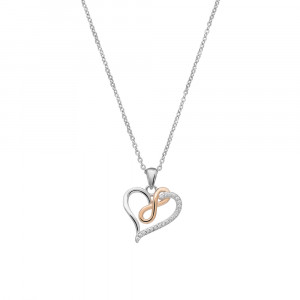 Sterling silver 925°, two tone cz heart infinity pendant. Chain not included.