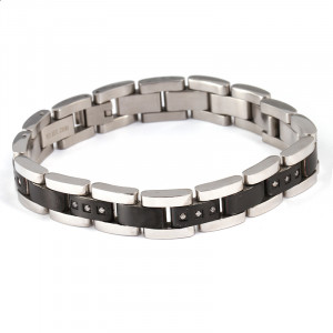 J4 designer black and Stainless steel bracelet with c.z.