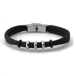 J4 Double black paracord with stainless steel clasp. 