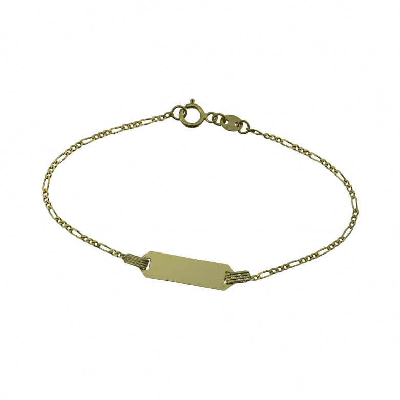 9ct gold rectangular kiddies /baby  ID bracelet 14cm.