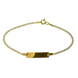 9ct yellow gold 40 guage curb ID bracelet 16cm
