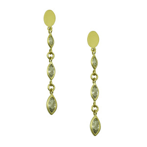 9ct yellow gold multi cz marquise drop earring