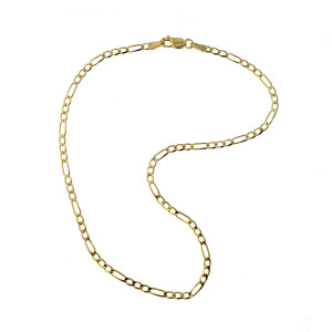 9ct yellow gold 60 guage 3+1 figaro anklet chain 26cm