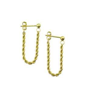 9ct yellow gold rope drop stud earring
