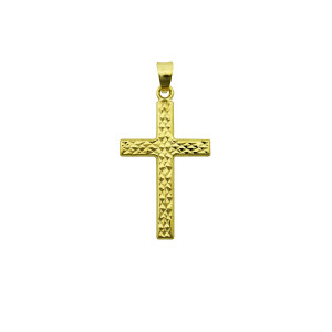 9ct yellow gold reversible dia-cut cross pendant.