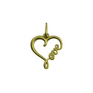 9ct yellow gold Love heart pendant.