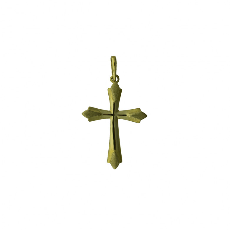 9ct yellow gold polished/satin small cross pendant.