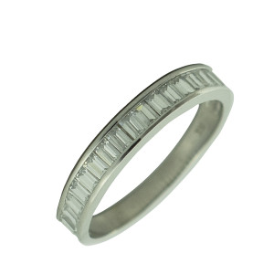 9ct wht gold, cz baguette eternity band.