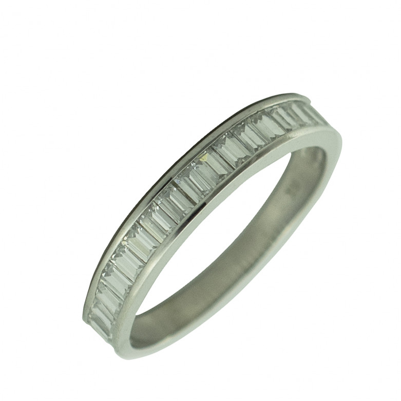 9ct wht gold, cz baguette eternity band.