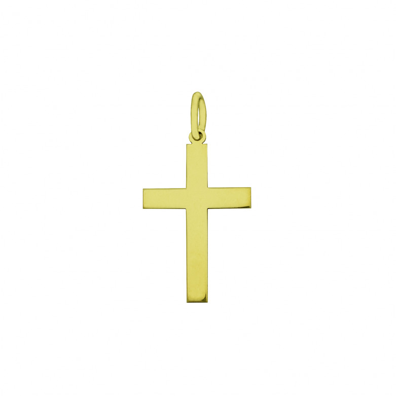 9ct yellow gold 21mm flat cross