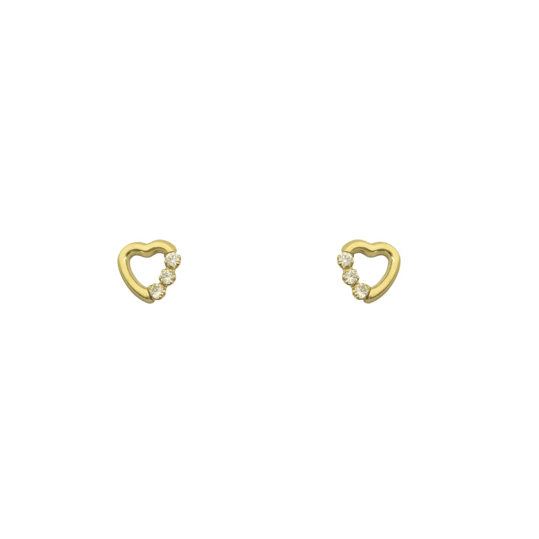 9ct heart cz stud earrings