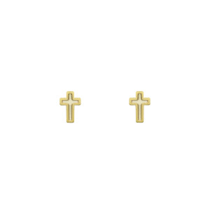 9ct gold mother of pearl cross stud earrings