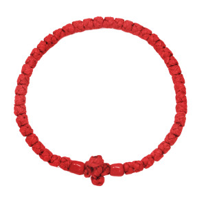 Waxed prayer rope bracelet 3.5mm (komboskini) red.