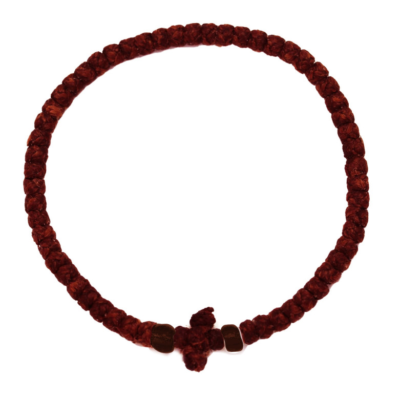 Waxed prayer rope bracelet 3.5mm (komboskini) dark brown.