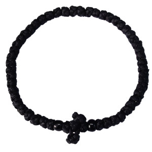 Waxed prayer rope bracelet 3.5mm (komboskini) black.